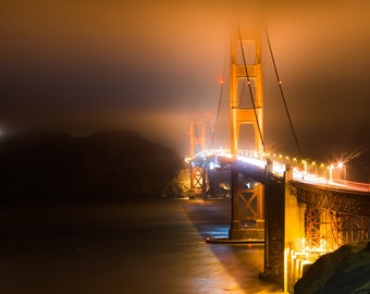 Golden Gate Bridge Fog San Francisco Northern California Canvas Print Metal Art Cityscape Landmark Bedroom Livingroom wall art decor home