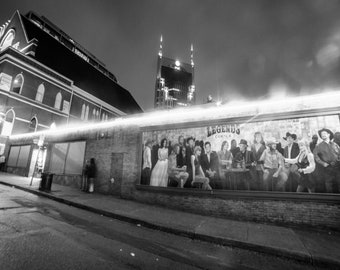 Nashville Tennessee Broadway Legends Corner Country Music Downtown Photography Landmark Canvas black and white Print  Wall Art The Ryman