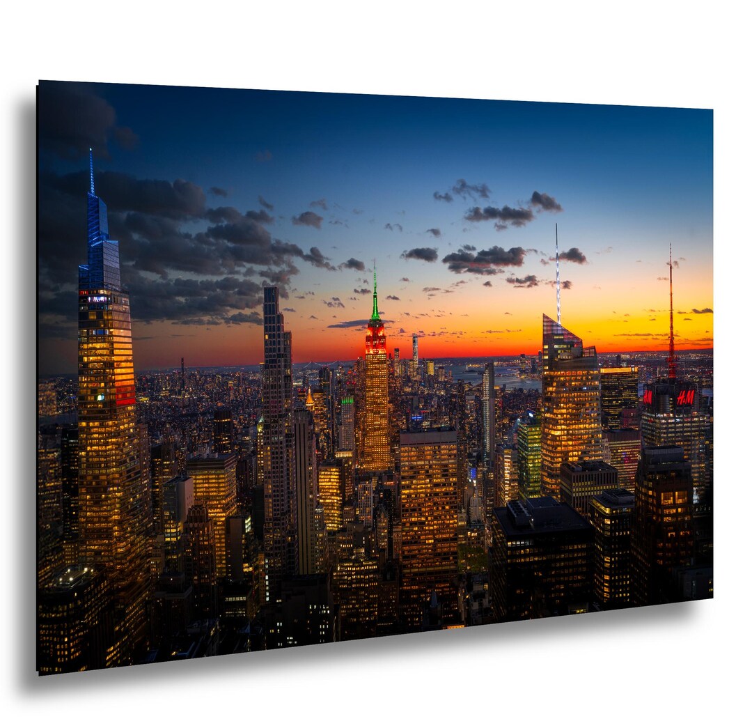 New York City Skyline Sunset Empire State Building Manhattan View From ...
