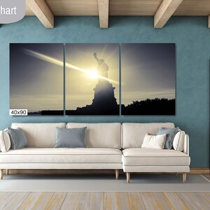 Statue of Liberty New York City Monument Canvas Photography Metal Print Wall Art Picture Home Decor Poster Landmark Canvas(3 Panel)40x90 inches