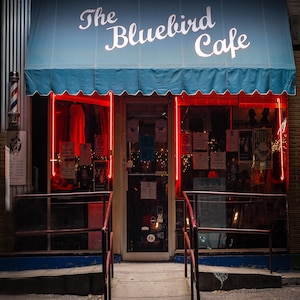 BlueBird Cafe Nashville City Photography Stampa su metallo Immagine artistica da parete Decorazione per la casa Poster Punto di riferimento Camera da letto Soggiorno