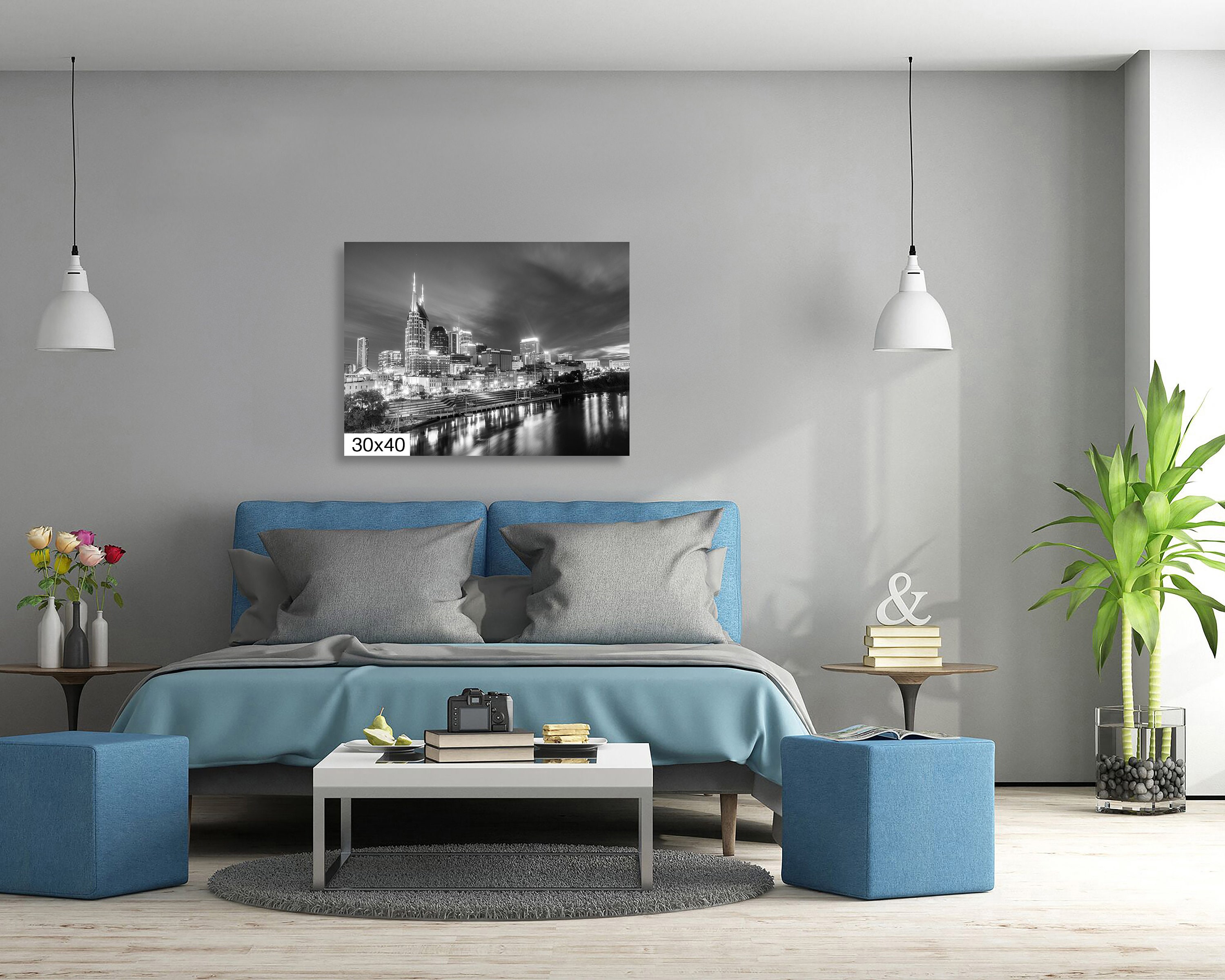 Nashville Tennessee Skyline Downtown Photography Black and