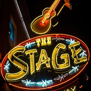 Honky Tonk Sign Stage Nashville City Photography Metal Print Wall Art Picture Home Decor Poster Landmark Bedroom Livingroom