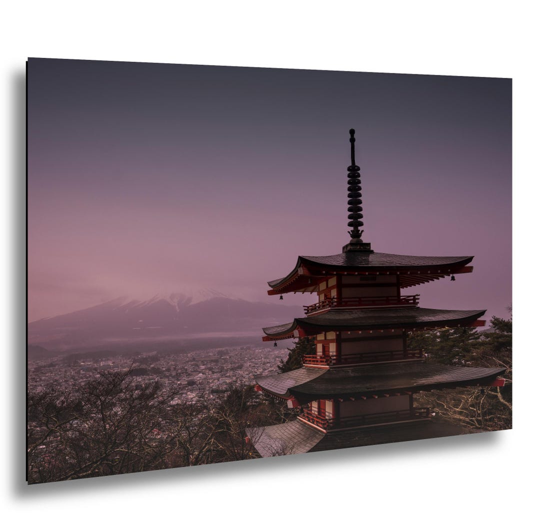 Mt Fuji Pagoda Wall Art Japanese Temple Sunrise View Landscape Print - Etsy