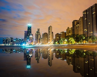 Lake Shore Drive Chicago Skyline Canvas Photography Hancock Building Illinois Downtown Landmark Metal Print Livingroom Bedroom Lake Michigan