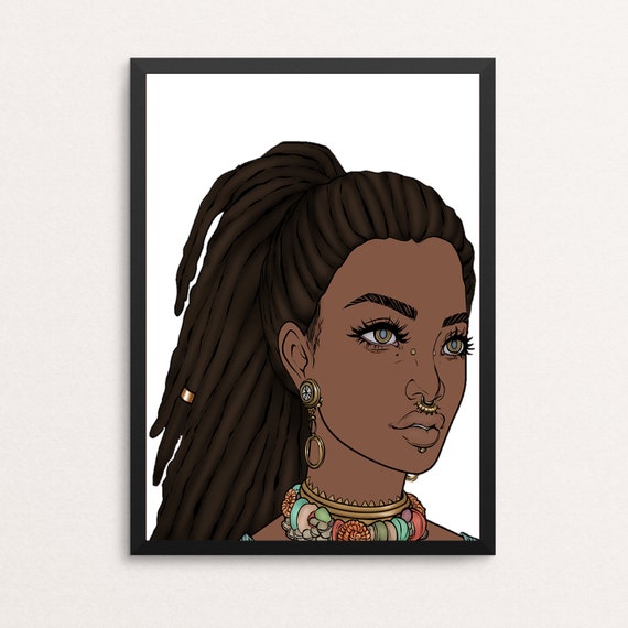 African American Woman With Dreadlocks Wall Art Black Girl Magic African Woman Poster