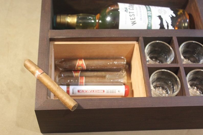 Whiskey Box with Spanish Cedar Lined Cigar Compartment Etsy