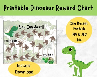 Dinosaur Reward Chart Printable for Kids - Potty Training & Chore Chart, Behavior Tracker for Children