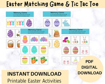 Easter Games for  Preschool matching activity and tic tac toe game for kids in the classroom