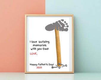 Father's Day Printable Footprint Activity for Dad – DIY Keepsake Craft & Gift Idea for Kids and Family Celebration