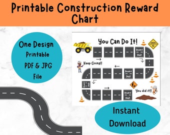 Printable Construction Reward Chart for Children, Potty Training/Chore Chart