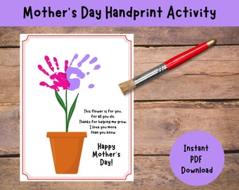 Mother's Day Handprint Craft,  Baby Toddler Kids Art Activity for Mom Gift Keepsake