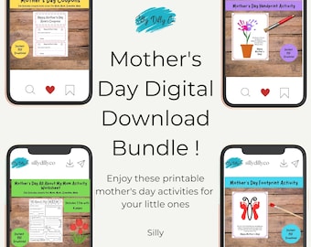 Handmade Mother's Day Gift for Mom/Grandma, Mother's Day Activity Bundle Set, Fun Activities for children to make for Mother's Day