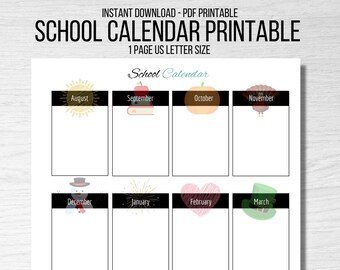 School Calendar - Etsy