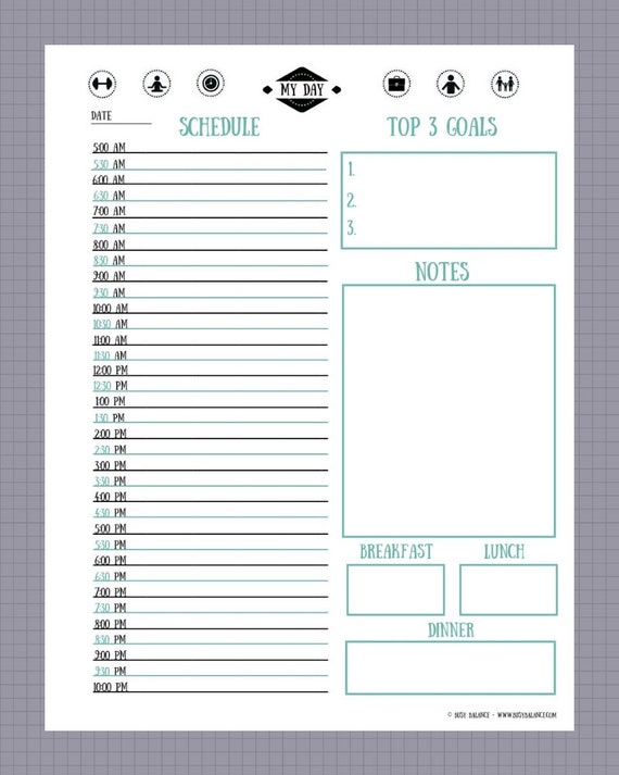 Daily Schedule Template 30 Minutes