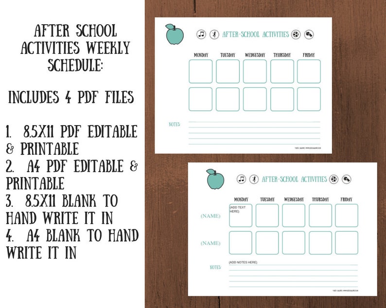 Right after-College or university Timetable Printable for 2 Small children - Immediate Obtain, Customized Edit Print photo regarding After School Schedule Printable identified as Following-College or university Program Printable for 2 Young children - Quick Obtain, Personalized Edit Print
