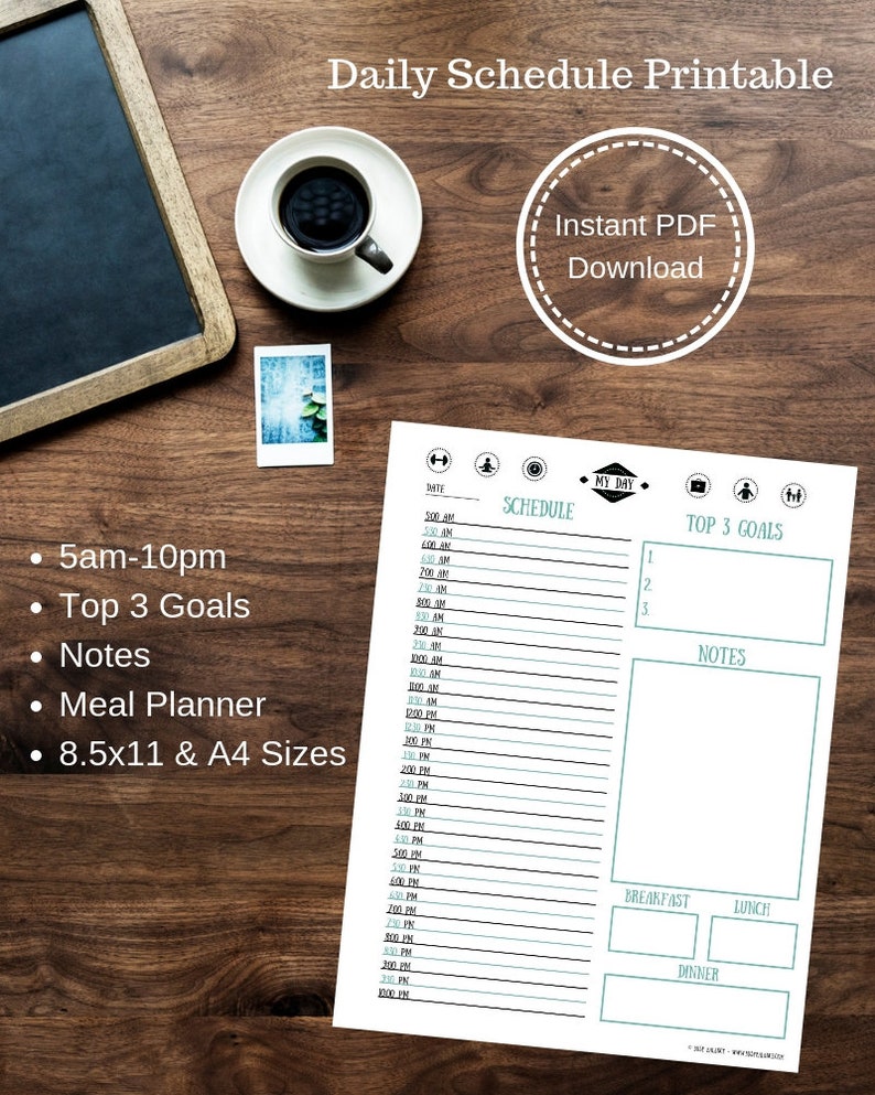 DAILY SCHEDULE Printable 5am-10pm With 30 Minute Increments - Etsy