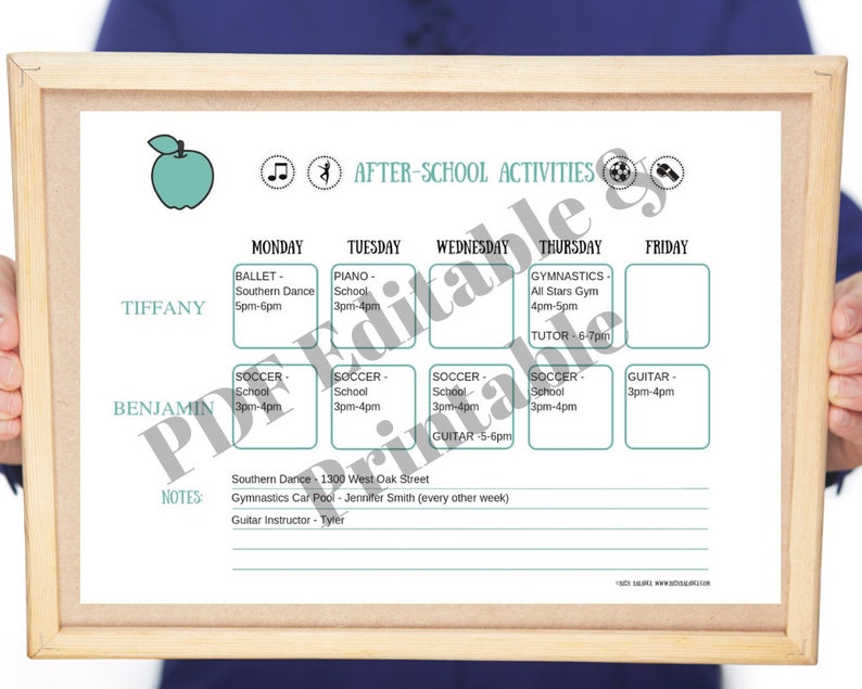 AFTER-SCHOOL SCHEDULE Printable for 2 Kids Instant Download - Etsy