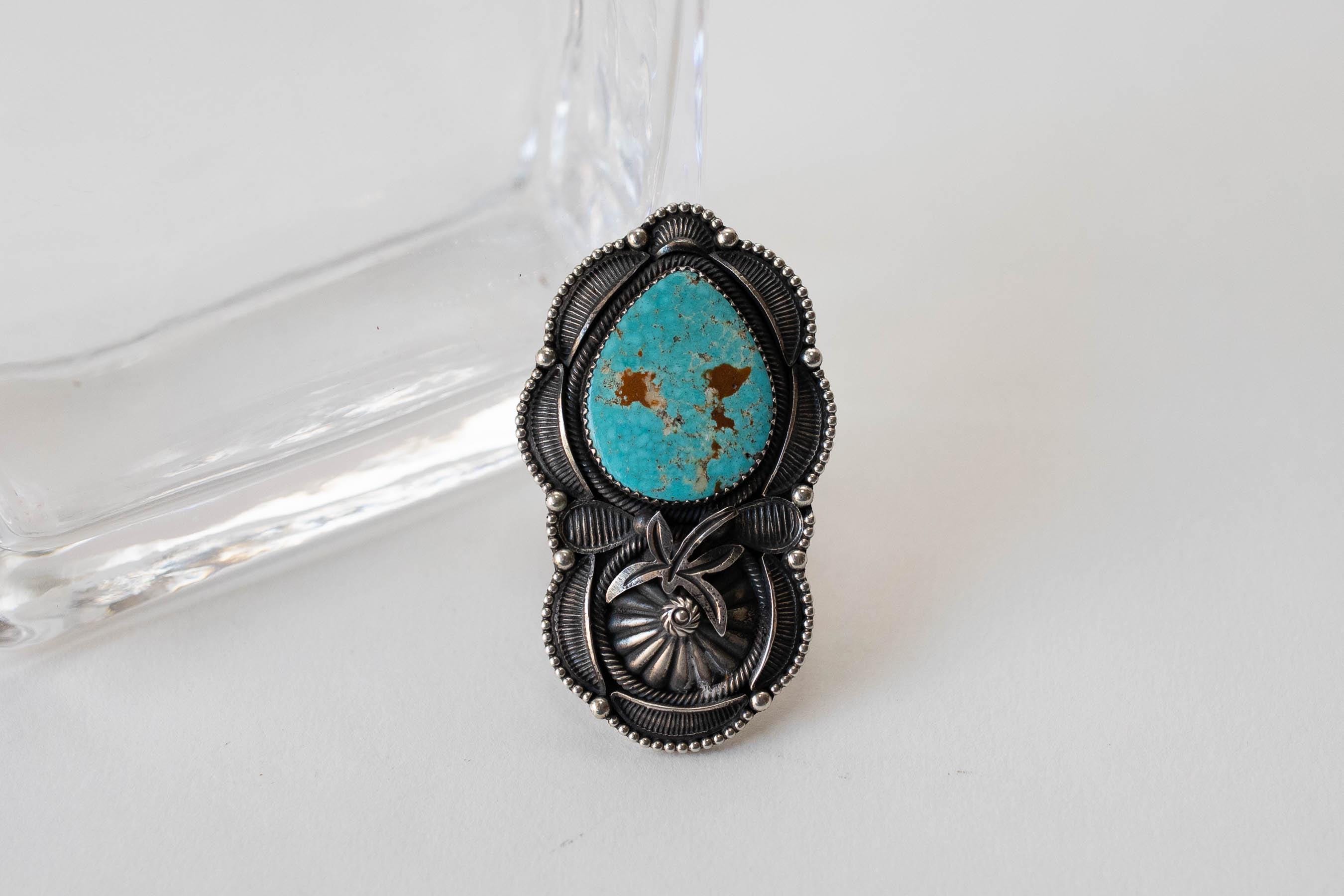 Kingman Turquoise Ring by Myron Etsitty – Sterling Silver Statement ...