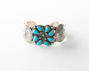 Sleeping Beauty Turquoise Concho Cuff - Size 6 1/2