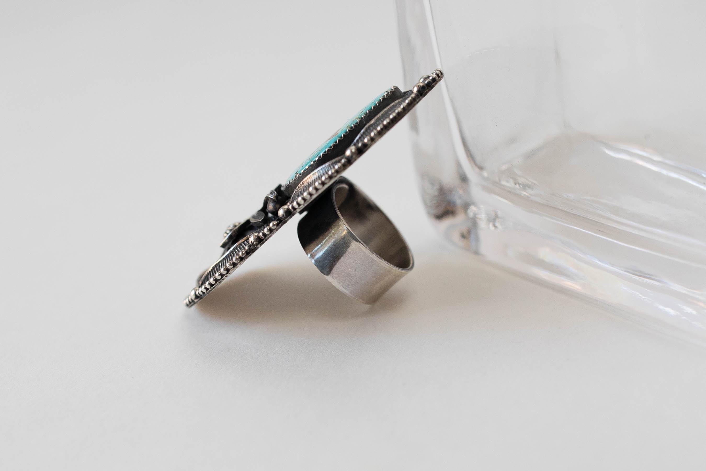 Kingman Turquoise Ring by Myron Etsitty – Sterling Silver Statement ...