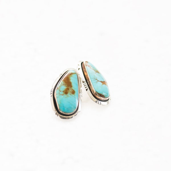 Royston Stud earrings, Sterling Silver, Southwestern, Native American, Boho Style, Vintage, Fashion Rings