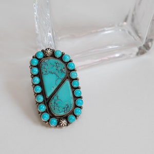 Kingman Turquoise ring Size, 8 1/2 Artist: Anthony Skeets