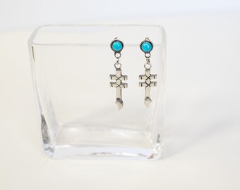 Turquoise cross earrings