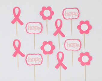 Cancer Ribbon Cupcake Toppers Ribbon Toppers Illness Ribbon Toppers Health Toppers Cancer Free Toppers Fund Raiser Toppers
