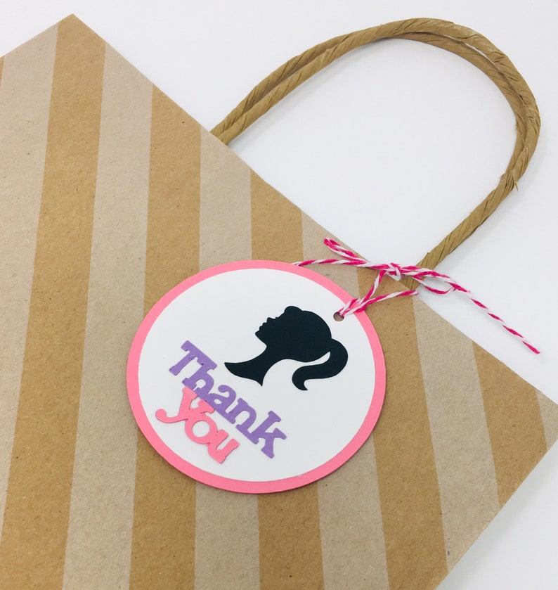 12-Pieces Barbie Party Decor Birthday Barbie Themed Favor Tags Fashion Barbie Decorations Barbie Favor Bag Tags