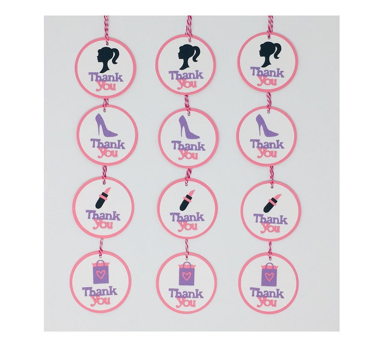 12-Pieces Barbie Favor Bag Tags Barbie Party Decor Fashion Barbie Decorations Birthday Barbie Themed Favor Tags