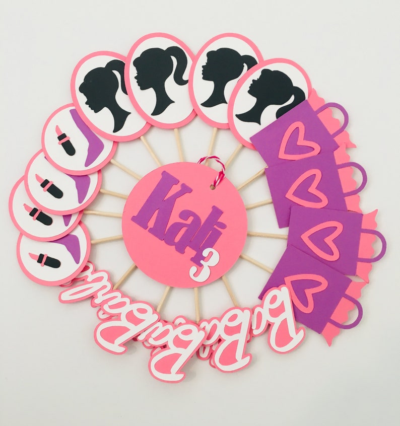 12-Pieces Barbie Favor Bag Tags Barbie Party Decor Fashion Barbie Decorations Birthday Barbie Themed Favor Tags