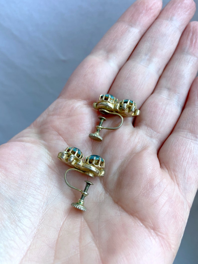 Aquamarine Earrings Rhinestone Earrings Vintage Jewelry Mothers Day Gift From Daughter
