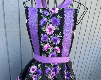 Retro Lavender Floral Apron