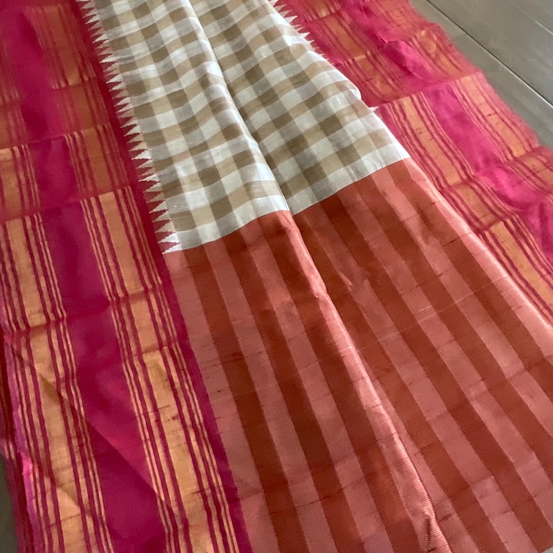 Off-White Abutai Silk Saree with Appliqué, Sequin, Cutdana & French Knot Embroidery