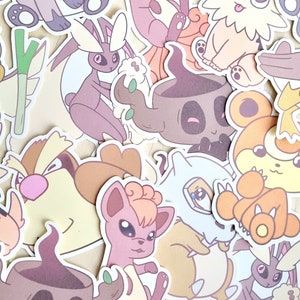 Brown Creature Stickers - Vulpix, Cubone, Farfetch&#39;d, Lopunny, Pidgey, Rockruff, Lillipup, Teddiursa, Phantump! Holographic or Gloss!