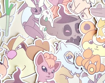 Brown Creature Stickers - Vulpix, Cubone, Farfetch&#39;d, Lopunny, Pidgey, Rockruff, Lillipup, Teddiursa, Phantump! Holographic or Gloss!