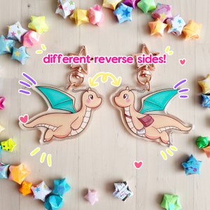 Dragonite Double Sided Glitter Charm - Cute kawaii keychain great for sweet ITA bags