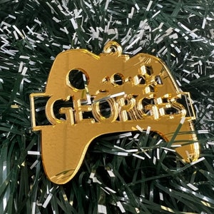 Custom gamer cut out acrylic christmas ornament natural wood design -custom holiday decoration