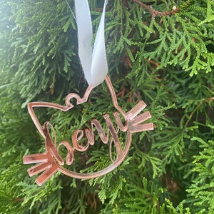Custom kitty cut out acrylic christmas ornament natural wood design -custom holiday decoration-acrylic custom name ornament- christmas 2021