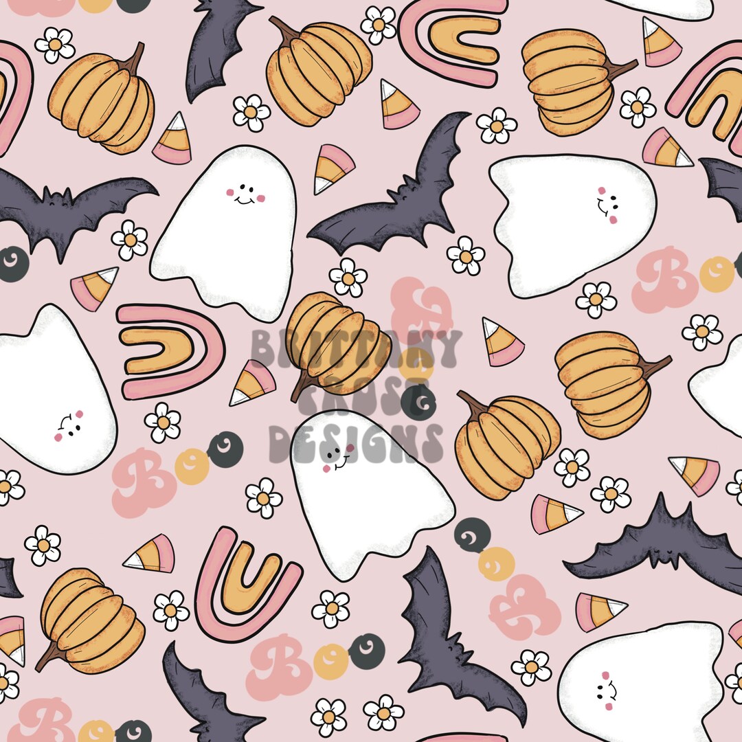 Pink Boo Printable Pink Boo Seamless File, Pink Halloween Surface Pattern - Etsy