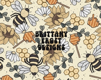Honey Bee Seamless File, wzór walentynkowy bezszwowy, nadruk na tkaninie Honey Bee