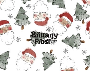 Archivo sin costuras de Papá Noel de Navidad en acuarela, patrón sin costuras de Navidad