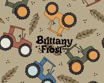 Fall colorful Tractor Seamless File, Fall Farm Surface Pattern