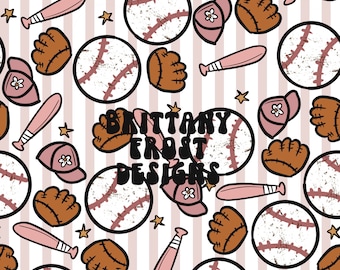 Girly Baseball Seamless File, Seamless Pattern