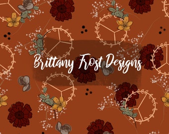Archivo sin costuras de paz floral de otoño boho