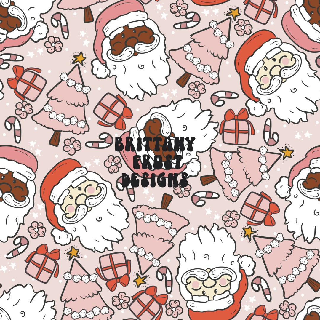 Pink Santa Seamless File, Christmas Surface Pattern - Etsy