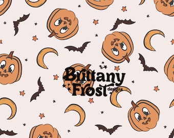 Halloween Happy Pumpkin Seamless File, Halloween Surface Pattern