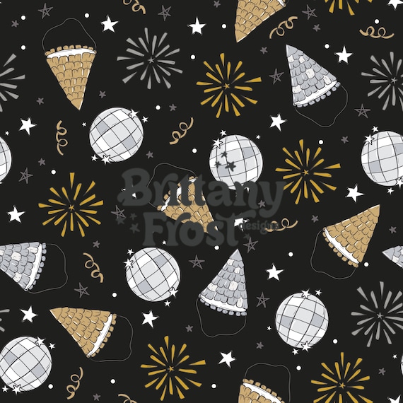 Happy New Year Seamless File, New Years Party Hat Surface Pattern