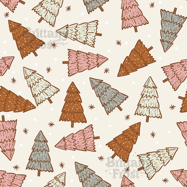 Archivo sin costuras de árbol de Navidad Boho, patrón de superficie de Navidad Boho